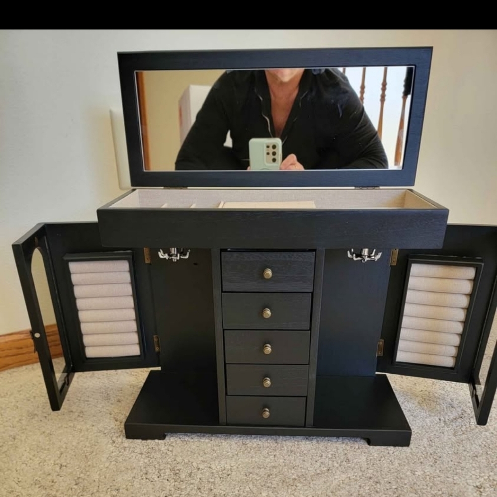 Elegant Black Jewelry Organizer Cabinet